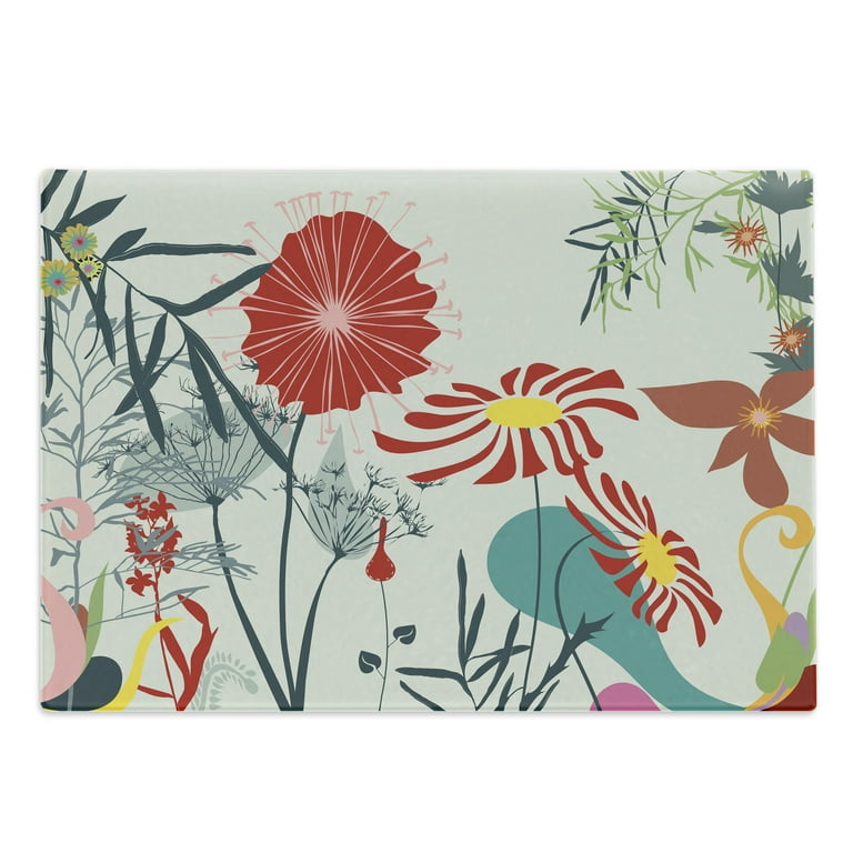 Large Tempered Glass Cutting Board - Floral