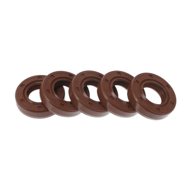 Sello de Aceite Universal TC Doble Labio con Resorte de Acero 15x28x7mm Alta Presión Caucho FKM Marrón 5 Pcs