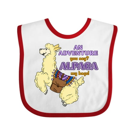 

Inktastic Cute Jumping Alpaca-An Adeventure You Say ALPACA my bags! Gift Baby Boy or Baby Girl Bib