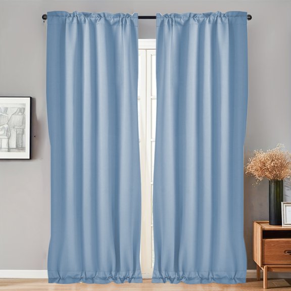 JVBTVB French Door Curtains 40x25 Inch Thermal Insulated Rod Pocket Panels for Sliding Doors & Windows, Solid Color Polyester Drapes Ready to Hang
