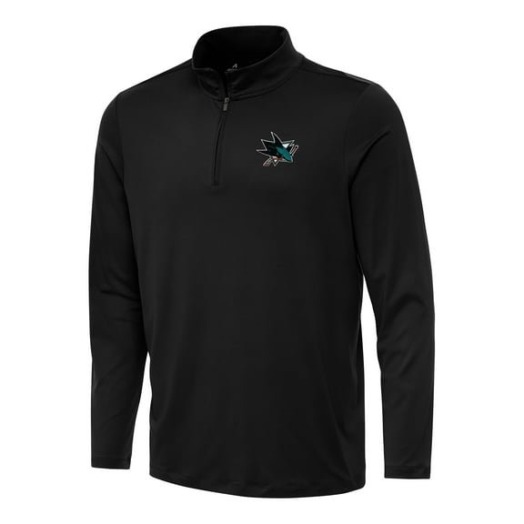 Men's Antigua Black San Jose Sharks Reprocess Quarter-Zip Top