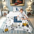 thumbnail image 2 of meiyoeat Construction Letter L Twin Comforter Sets for Boys, Truck Print Bedding Set for Bedroom, Blue, Reversible, 2 Pieces, 1 Comforter and 1 Pillowcase, 2 of 6
