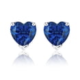 thumbnail image 1 of JeenMata Hermosos Aretes Tipo Botón con Zafiro Azul de Talla Corazón de 1 Quilate (Piedra Natal de Septiembre) en Baño de Oro Blanco de 18 K sobre Plata, 1 of 5