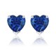 thumbnail image 1 of JeenMata Hermosos Aretes Tipo Botón con Zafiro Azul de Talla Corazón de 1 Quilate (Piedra Natal de Septiembre) en Baño de Oro Blanco de 18 K sobre Plata, 1 of 5