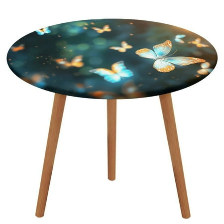 

Butterfly (97) Pattern Round Tablecloth Waterproof Elastic Table Clothes for Dining Table Cute Desk Decor Protector Cover