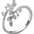 thumbnail image 5 of Anillo de plata S925 estilo femenino fresco Anillo abierto con rama de olivo con incrustaciones de diamantes Anillo único, Adecuado para pieles sensibles, 5 of 5