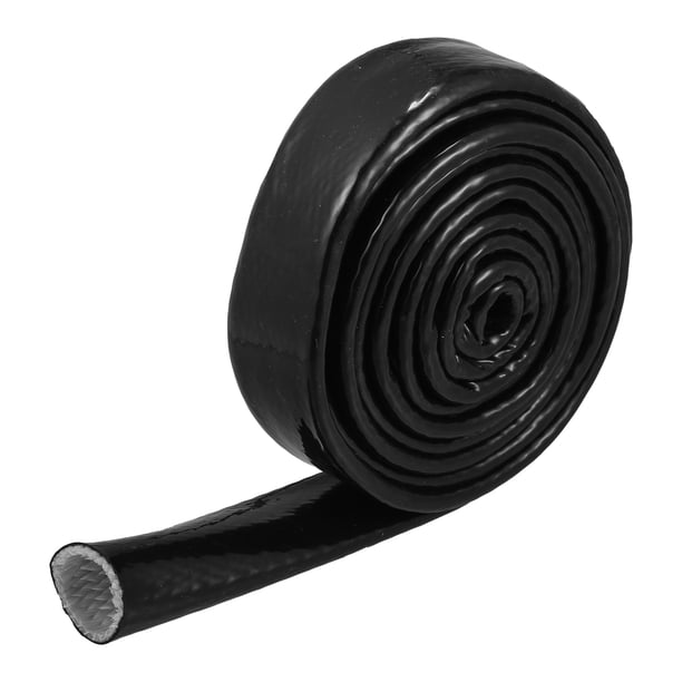 1 ID Calor Blindado Fuego Manga Silicona Vidrio Fibra Cinta Negro 10 pies