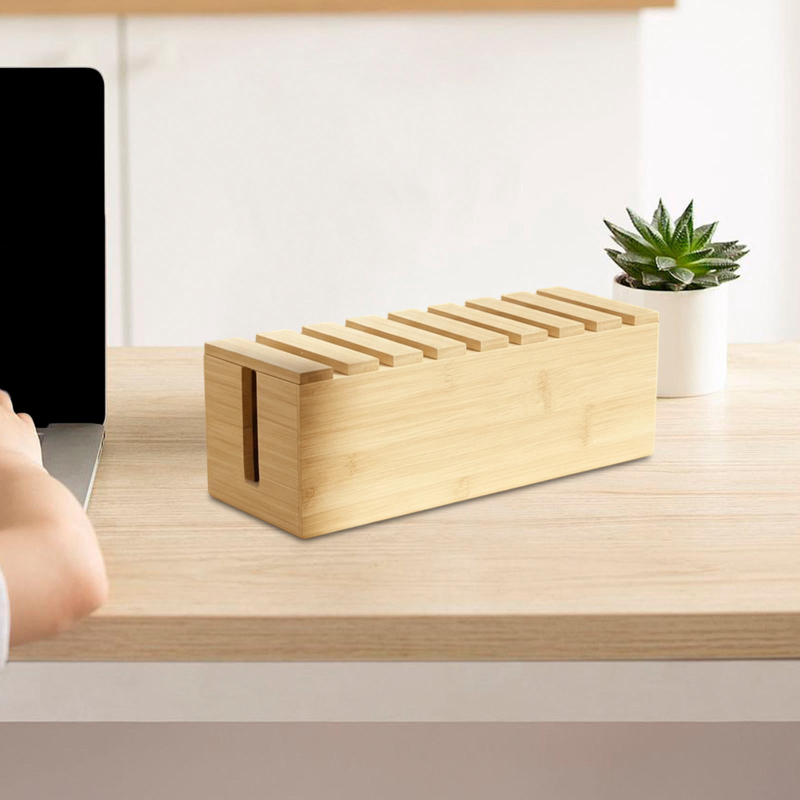 LeeQinersw Wood Cable Management Box Cord Organizer Accessories Modern,Dustproof with Lid Cable Organizer Box Cables Hider for Home Desk