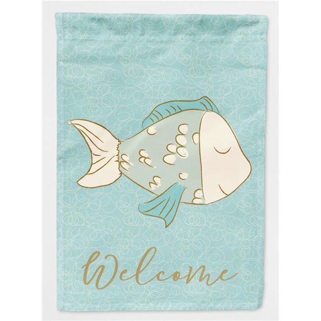 Carolines Treasures BB8578CHF Blue Fish Welcome Flag Canvas House Size