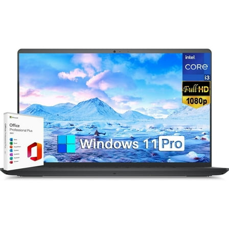 Dell Inspiron 15 3000 3520 Laptop for Business Students, Microsoft Office Lifetime License & Windows 11 Pro, 15.6" FHD, 32GB RAM, 1TB SSD, Intel Core i3-1215U, W-iFi, Intel UHD Graphics