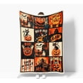 thumbnail image 4 of Vintage Halloween Throw Blanket, Trick or Treat Cute Cool Gothic Black Cat Pumpkin Retro Halloween Cozy Bed Couch Blanket, Soft Comfy Fleece Flannel Throws Blankets Livingroom Bedroom Decor, 4 of 5