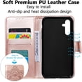 thumbnail image 6 of Mandala Case for Samsung Galaxy A14 5G, Premium Leather Flip Wallet Card Slots Magnetic Stand Protective Ultra Slim Shockproof Case with Lanyard, Embossed Flip Cover - Rose Gold, 6 of 18