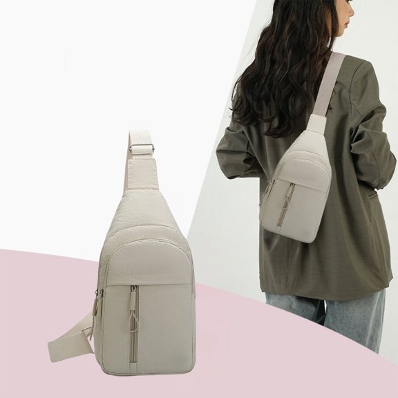 Crossbody Chest Bag | Multi Pocket, Adjustable Strap, Durable Fabric | 30x18cm | Secure Zippered Storage | Pink, White, Khaki, Black | Lightweight Sports Travel Organizer