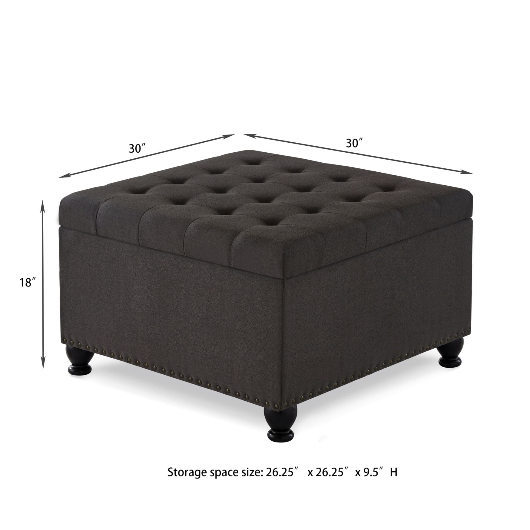 Articscorpion Durable Ottomans, Linen Dark Gray, 30x30x18 in, 36.3 lb