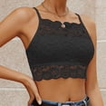thumbnail image 2 of VNKIDY Womens High Neck Thin Spaghetti Strap Allover Floral Scalloped Lace Built In Pads Slim Fit Casual Bralette Camisole For Ladies Daily Shopping Underlayer Daily Wear L, 2 of 6