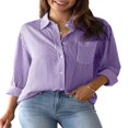 thumbnail image 1 of CHUANK Women‘s Striped Button Down Blouses Casual Long Sleeve Shirts, 1 of 6