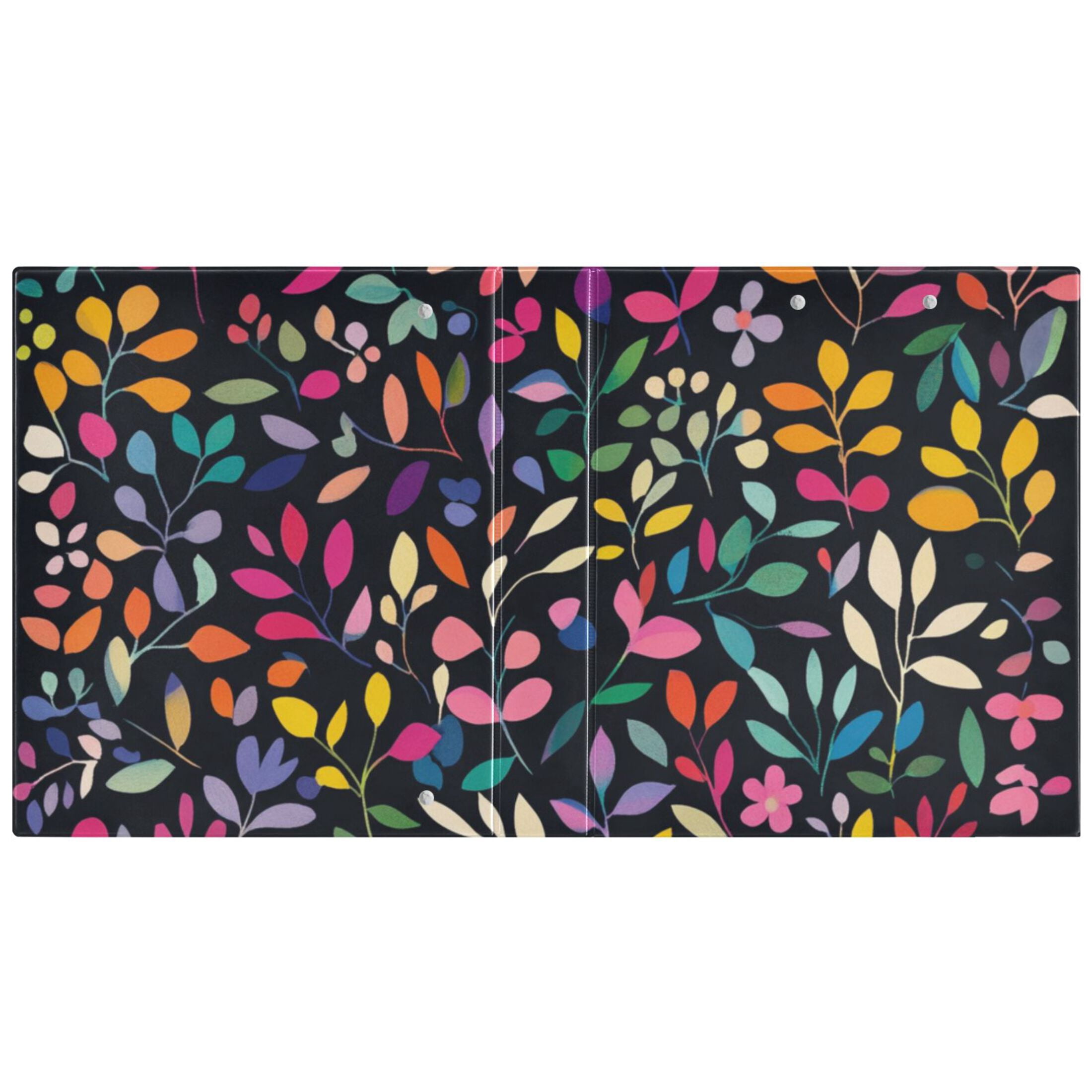 Colorful Vines 3 Ring Binders 1.5 inch Hardcover File Folders with Interior Pockets A4 Size Organizer for School Office Hospital