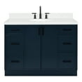 thumbnail image 2 of Ariel Kelly 48 Inch Single Oval Sink Bathroom Vanity With Carrara White Quartz Countertop 1.5 Inch Edge In Midnight Blue, 2 of 12