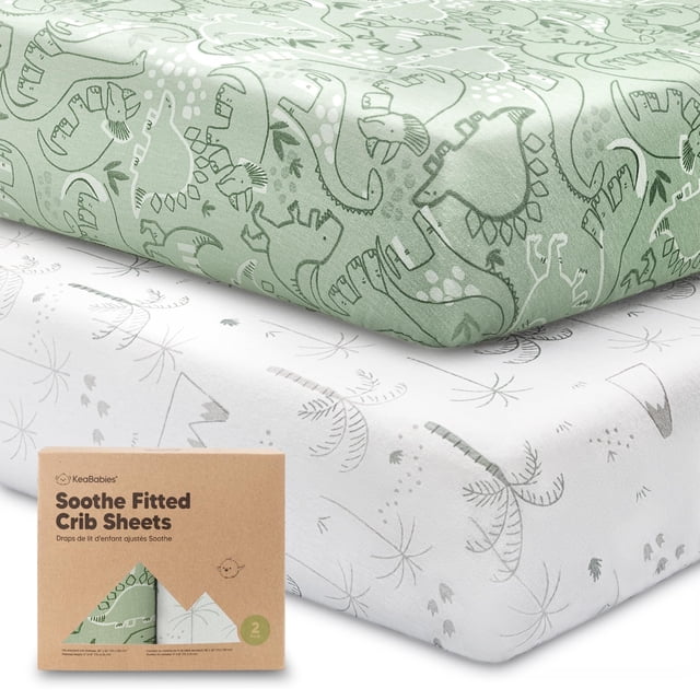 Juego de 2 sábanas ajustables orgánicas para cuna KeaBabies 132x71 cm de algodón jersey