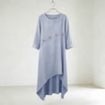 thumbnail image 4 of Amzcrzy Maxi Dresses for Women Cotton Crew Neck 3/4 Sleeve Midi Dress for Women Asymmetrical Hem Button Causual Multicolor Long Dress for Daliy Vacation Light Blue L, 4 of 7