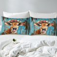 thumbnail image 3 of Erosebridal Highland Cow Fitted Sheet Twin Size Highland Cattle Bedding Set Teens Animal Bed Sheet Set Wildlife Bed Cover Room Decor Blue Bed Set（No Top Sheet）, 3 of 5