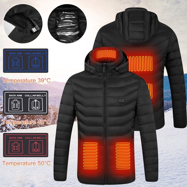 Fiudx Abrigo Calefactor Inteligente, Calidez Alimentada Por Usb, Control de Temperatura Ajustable, Tela de Algodón Transpirable, Ideal para Invierno, Uso Diario Informal, Varias Tallas Disponibles, B