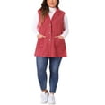 thumbnail image 3 of Agnes Orinda Women's Plus Size Vest Jacket Notch Lapel Casual Utility Sleeveless Suede Jacket 3X Red, 3 of 7