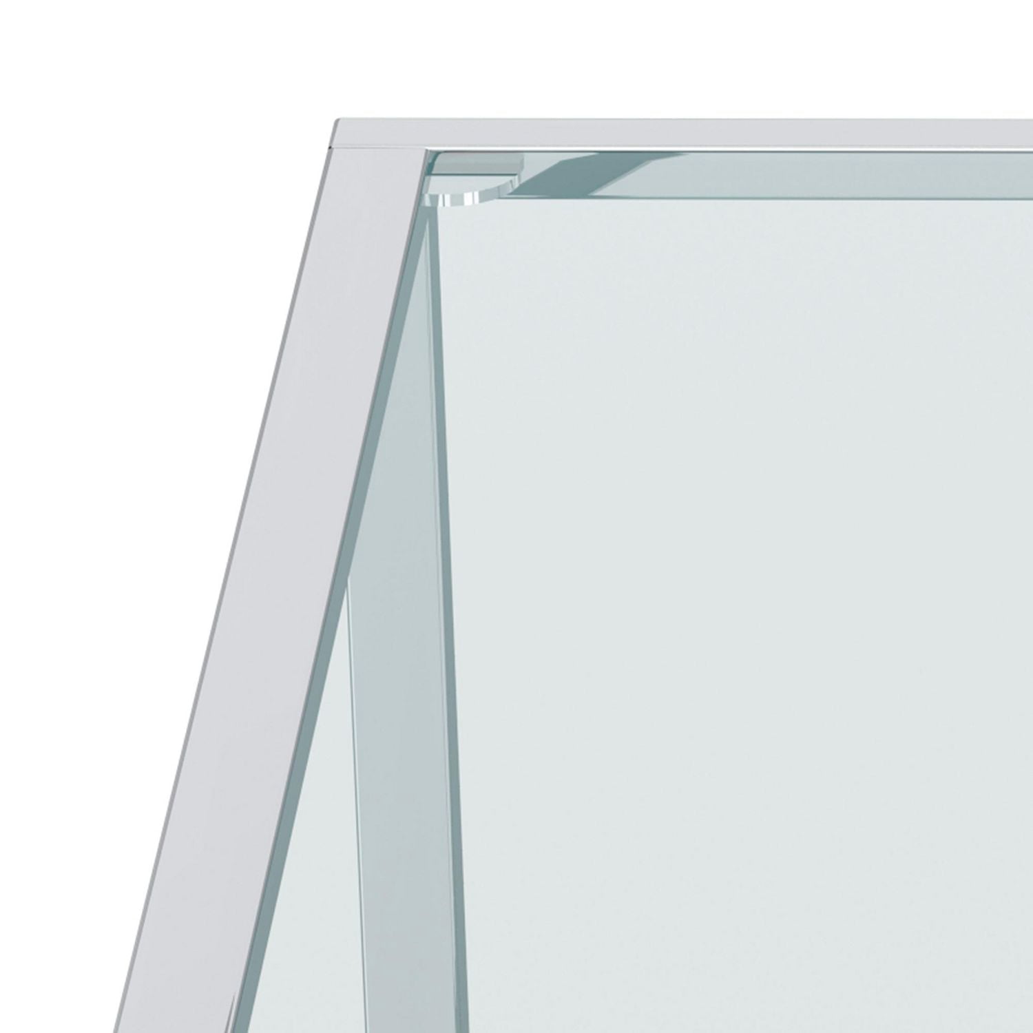 Table d'Appoint Grande Carrée Contemporaine en Métal et Verre - Argent