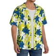 thumbnail image 2 of Uemuo Lilies Flowers Pattern Cotton Linen Short Sleeve Shirts,Casual Lightweight Button Down Shirts,Vacation Beach Summer Tops-3X-Large, 2 of 7