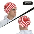 thumbnail image 6 of Salouo Red And White Stripes Print Unisex Beanie Hat,Knitted Baggy Skull Cap Winter Warm Hats Beanie Sleep Hats Cancer Headwear Caps for Women & Men 1 Pieces, 6 of 7