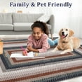 thumbnail image 4 of Garvee Modern Washable Braided Print Rugs, 3'x5' Non Slip Farmhouse Floor Carpet Boho Geometric Area Rug for Living Room Bedroom, Blue, 4 of 8