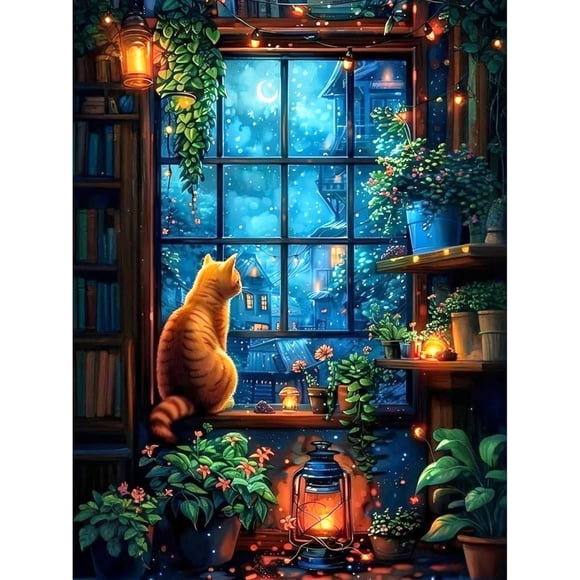 Kit de arte con diamantes 5D para adultos – Kit de arte «Hazlo tú mismo» (15 x 20 pulgadas / 40 x 50 cm, sin marco),Cat-1