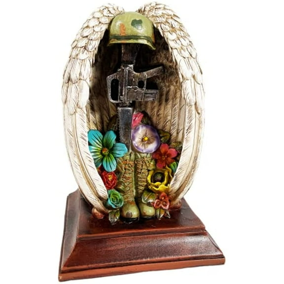 Urbalabs Army Air Force and Navy Fallen Soldier Battlefield Cross Statue Rustic Home Decor Man Cave Office Bedroom Living Room Decor Military Support (Battlefield Cross)