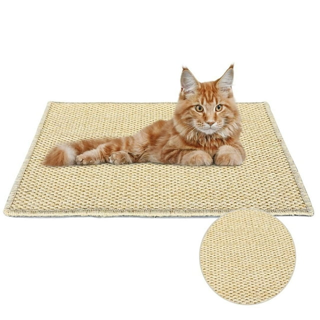 Alfombrilla rascadora Premium para Gatos 61 x 41 cm, 100% sisal de Fibra Natural con Borde de Yute, ultrarresistente, Almohadilla rascadora, Felpudo, Protege Muebles y alfombras