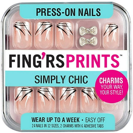 Fing'rs Prints Simply Chic Press-On Nails, Born Chic, 26 count
