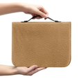 thumbnail image 2 of HELLHERO Tan Grain PU Leather Bible Cover for Women and Men, Portable Church Bible Bag with Top Handle for Bible Study and Daily Prayer, 2 of 12