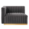 thumbnail image 5 of Modway Conjure Channel Tufted Performance Velvet 5-Piece Sectional in Gold Gray, 5 of 10