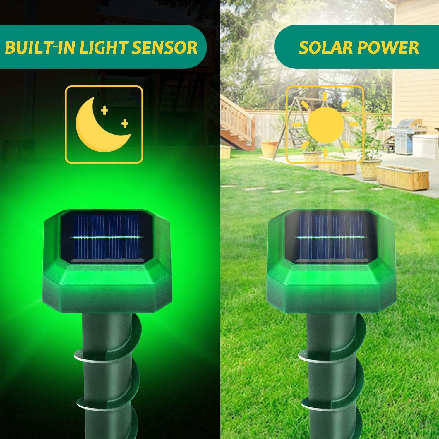OIEXI Mole Repellent Solar Powered 2 Pack Waterproof Ultrasonic Deterrent for Mice