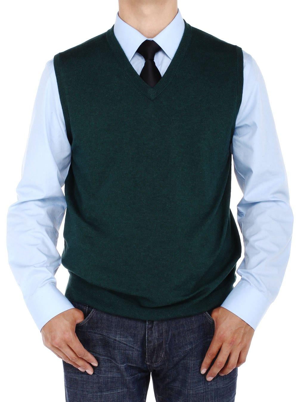 Neck Cotton Sweater Vest Relaxed Fit 