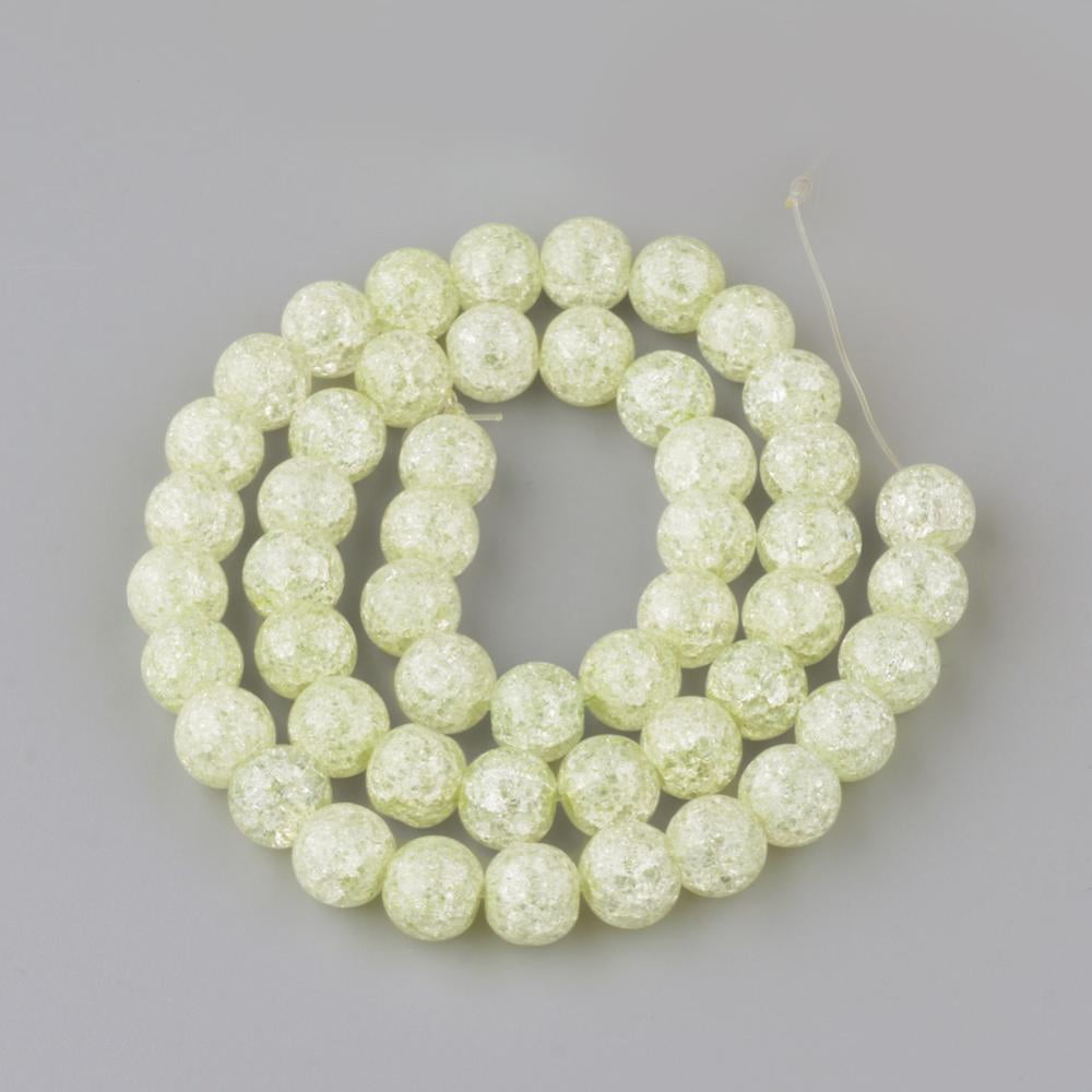 Crackle Quartz Beads Strands Round Dyed Green Yellow 6mm Hole: 1mm 69pcs/strand 15~15.3 inch