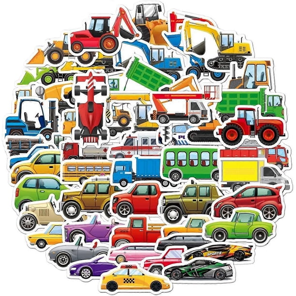 Truck and Car Racing Transport Vehicle Stickers for Kids Boys Water Bottle Stickers for Scrapbooking Waterproof
