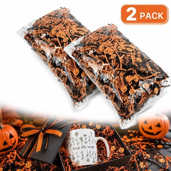 2-Pack Halloween Crinkle Paper Shred Filler 3.5oz Mixed Color Gift Box Stuffing