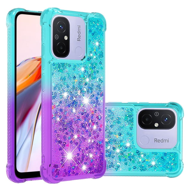 Funda para Xiaomi Redmi 12C Transparente con Brillos Carcasa Protectora Antigolpes con Glitter Brillante