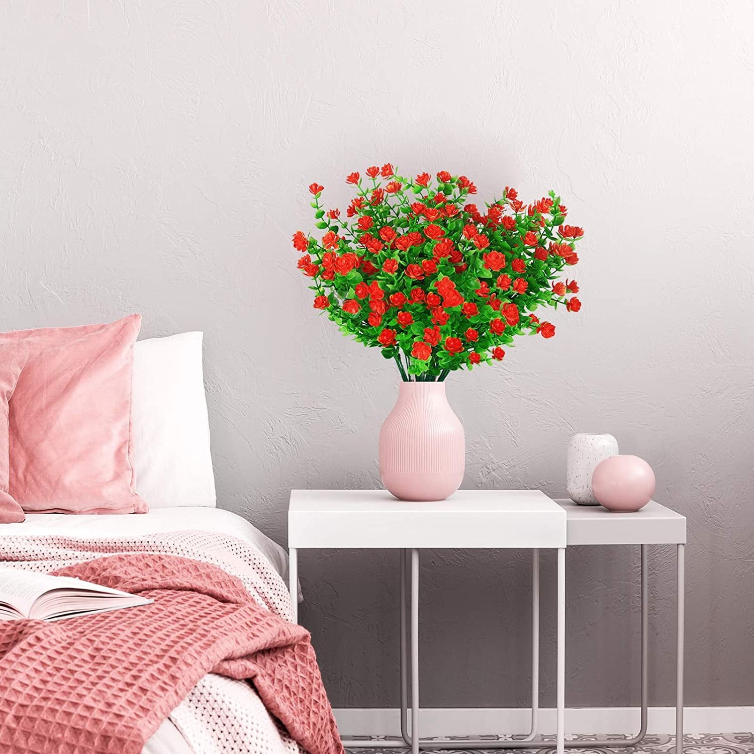 MAMOWEAR Artificial Flowers for Outdoor, 12PCS UV Resistant Fake Flowers for Decoration Indoor, No Fade Faux Plastic Hanging Plants Wedding Farmhouse Garden Porch Window Décor