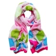 thumbnail image 4 of Peach Couture Playful Modern Multicolored Polka Dot Scarf wrap shawl - Orange, 4 of 8