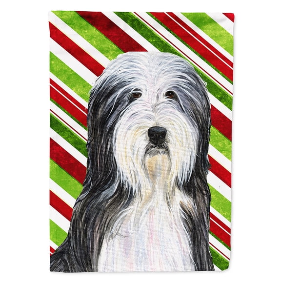 Bearded Collie Candy Cane Holiday Christmas Flag Canvas House Size
