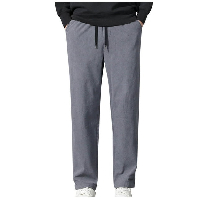 Dagugfen Mens Casual Pants High Waist Straight Leg Drawstring Loose Working Casual Pants Fall Winter