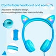 thumbnail image 6 of Olyre Cat Ear Kids Headphones Wired with Microphone,Safe 85db Volume Limited Children Headphones with RGB Dynamic Lighting and Share Function for Boys Girls for Kids Tablet Laptop Blue, 6 of 7