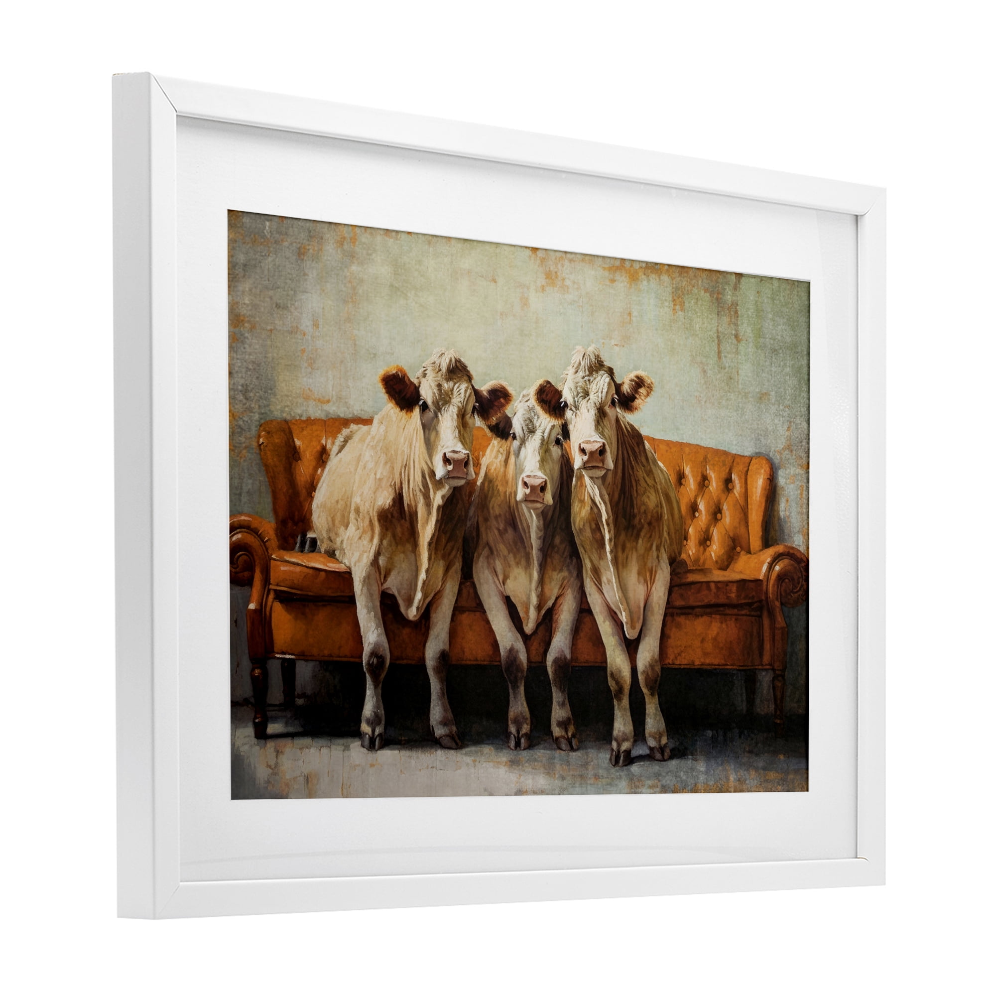 Stupell Industries Cows Just Chillin' White Framed Print Under Glass, design by Tina LeCour