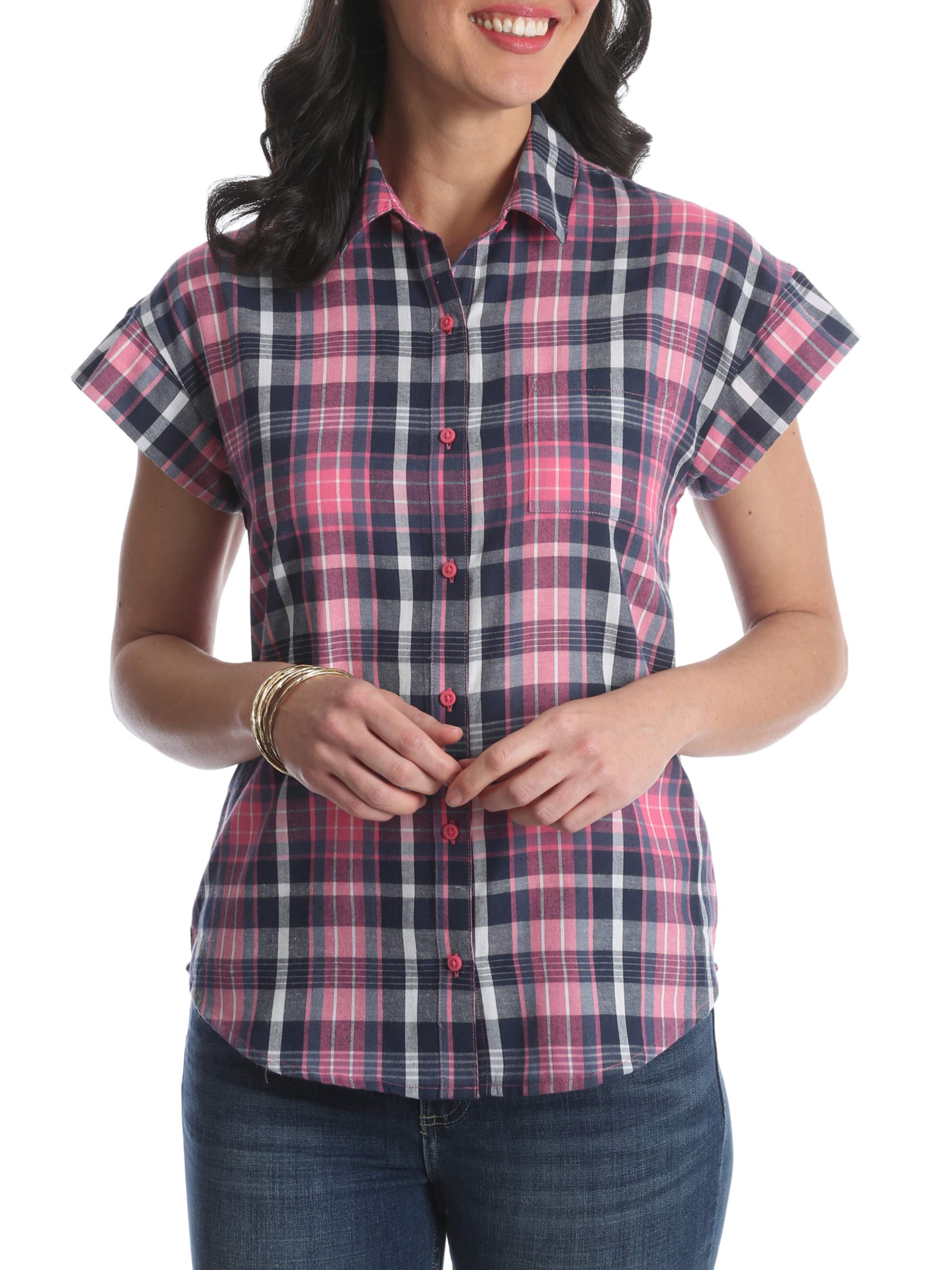 Lee Riders - Women's Short Sleeve Woven Shirt - Walmart.com - Walmart.com